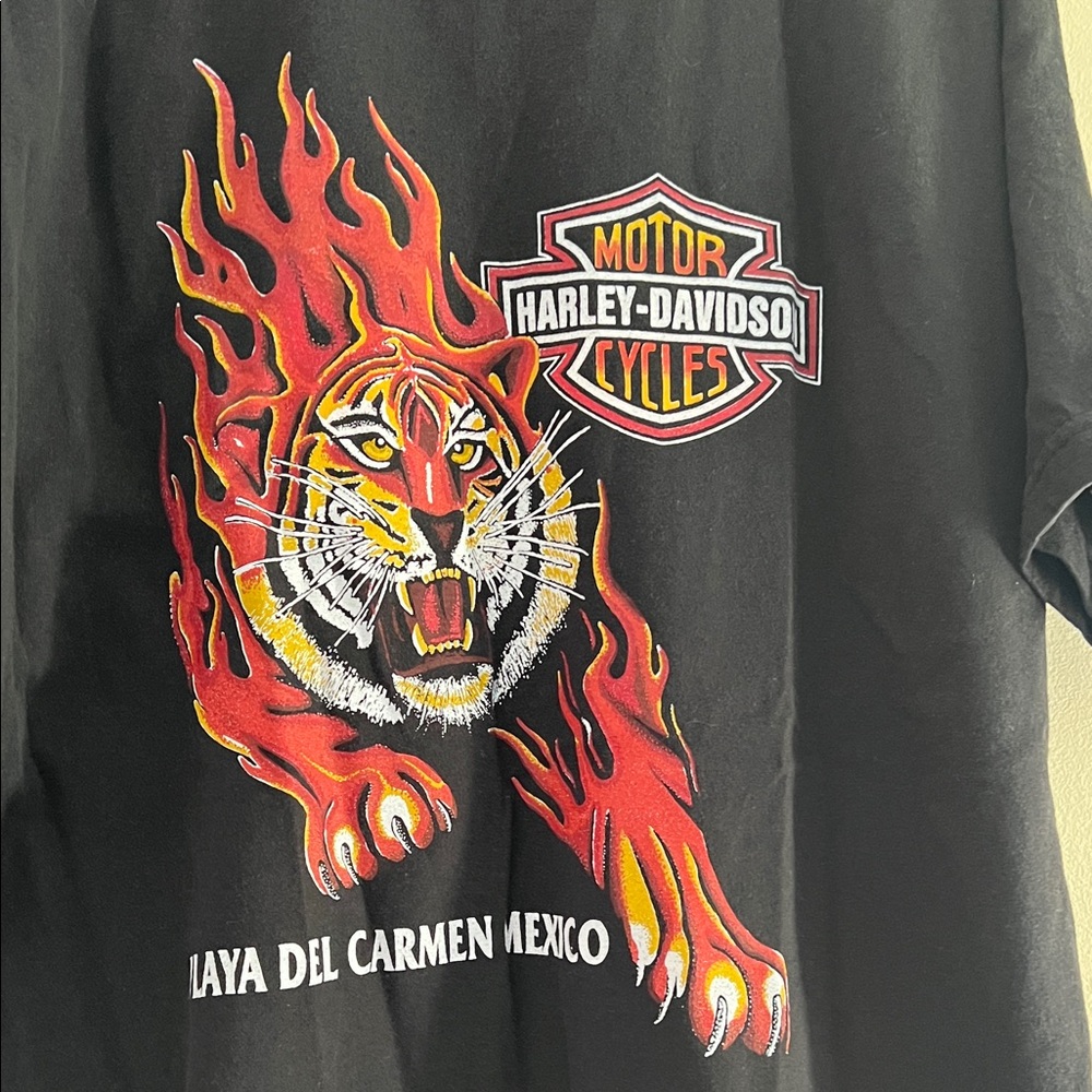 Harley-Davidson Black Tee with Tiger and Flames - Picture 2 of 5
